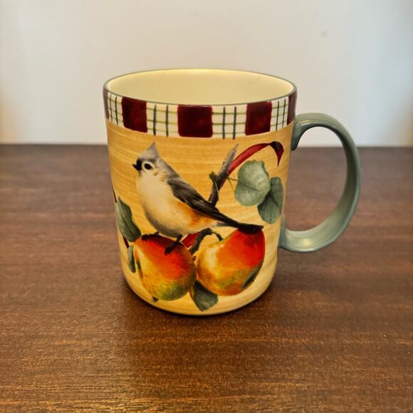 Lenox Winter Greetings Everyday Tartan Tufted Titmouse Christmas Coffee Mug - Picture 2 of 11